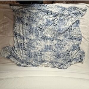 Karen‎ Kane Womens Blue White Abstract Marble Print Short Sleeve Boxy Top M
